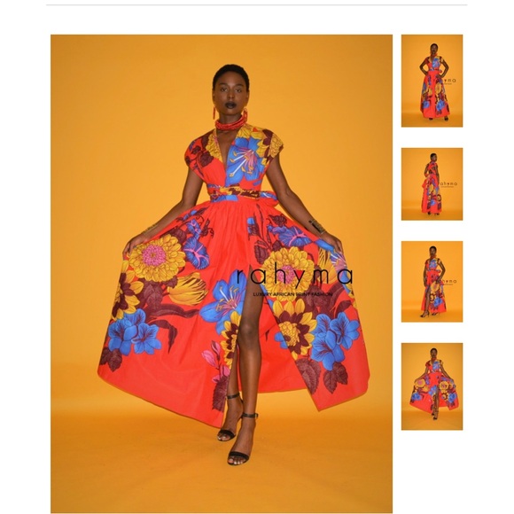 Dresses & Skirts - Rahyma Red Floral Maxi Dress NWT